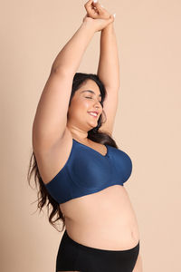 Zivame True Curv Jacquard Single Layered Non Wired Full Coverage Super Support Bra - Blue Opal — thumbnail 3